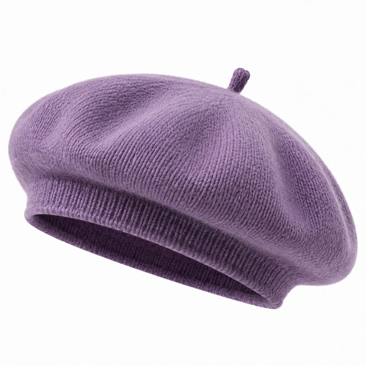 Béret taille unique en maille violet style classique