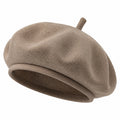 Béret taille unique en textile feutré taupe - style classique