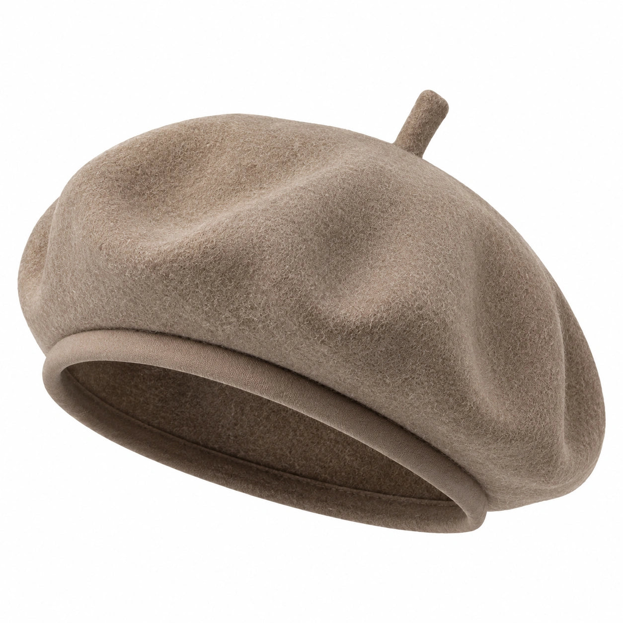 Béret taille unique en textile feutré taupe - style classique
