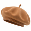 Béret taille unique en feutre marron avec bord imitation cuir style classique