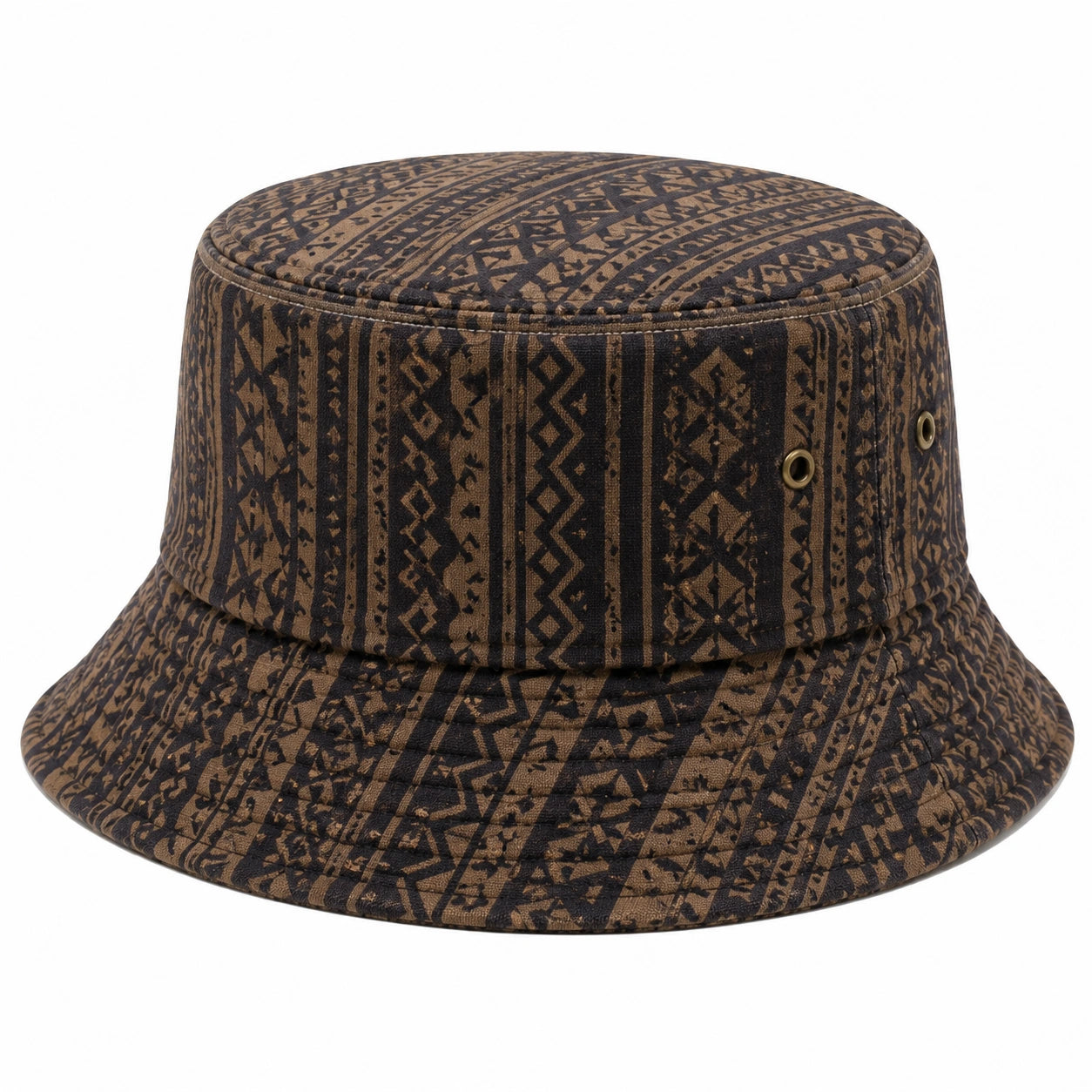 Chapeau bob taille unique en textile marron noir à motifs géométriques décontracté