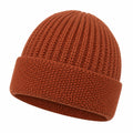 Bonnet taille unique en maille côtelée orange brique à revers pour hiver