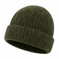 Bonnet taille unique en maille vert kaki à torsades pour adulte