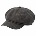 Casquette plate taille unique en tissu marron à carreaux style classique
