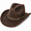 Chapeau cowboy taille unique brun en matière synthétique décor tressé style western