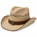 Chapeau cowboy taille unique aspect cuir marron style western