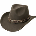 Chapeau cowboy taille unique marron aspect feutré avec bande décorative style western