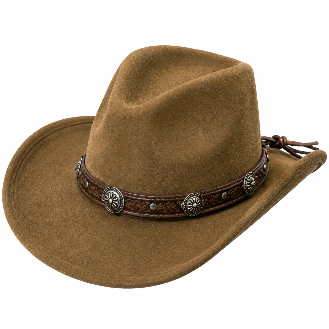Chapeau cowboy taille unique en paille beige avec bandeau brun style western