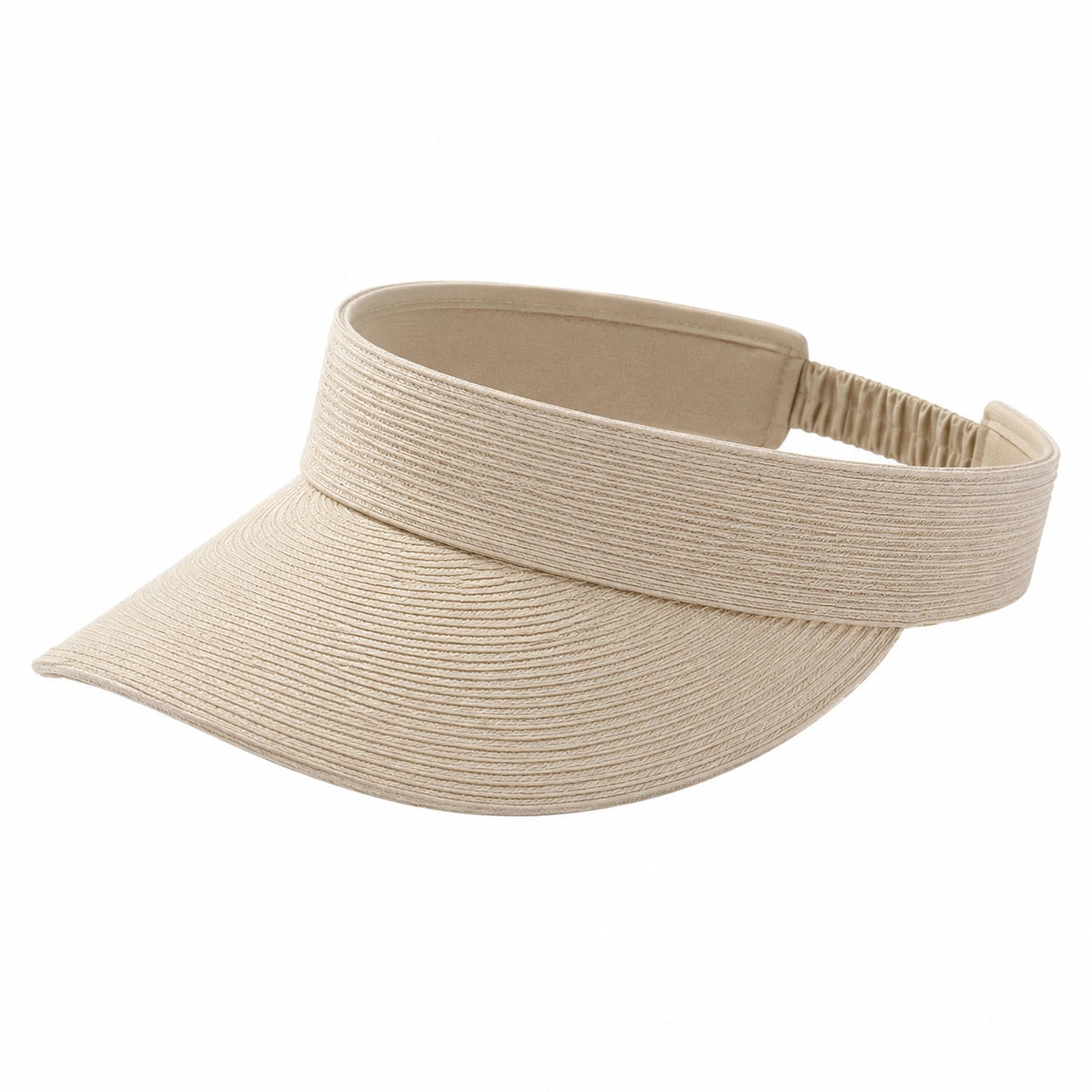 Visière taille unique en fibre tressée beige réglable pour protection solaire